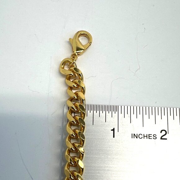 Vtg Vince Camuto Zebra Pattern Chunky Gold Tone Chain Necklace -17in Adjustable - Picture 6 of 7